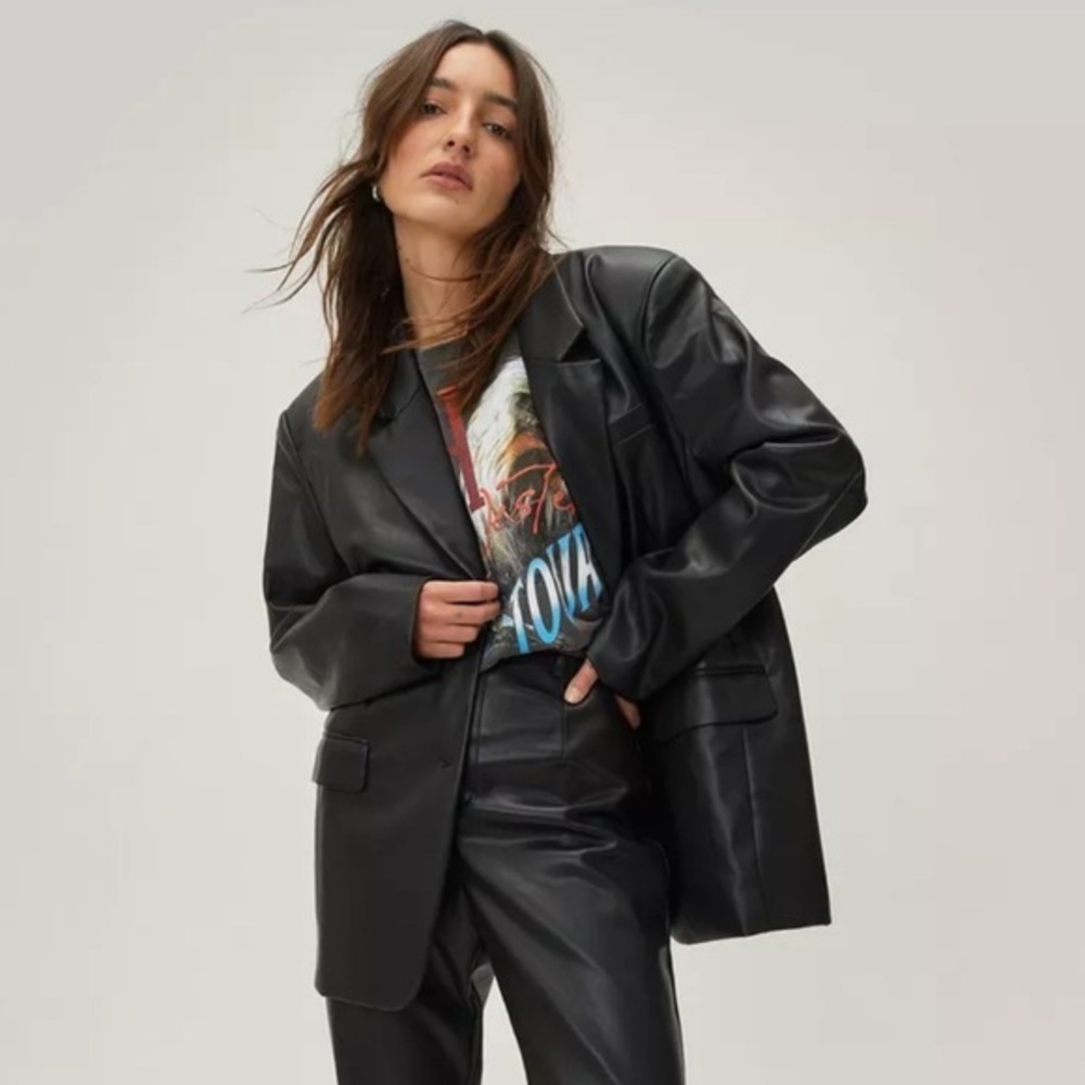 Nasty gals Faux Leather Oversized Suit Blazer